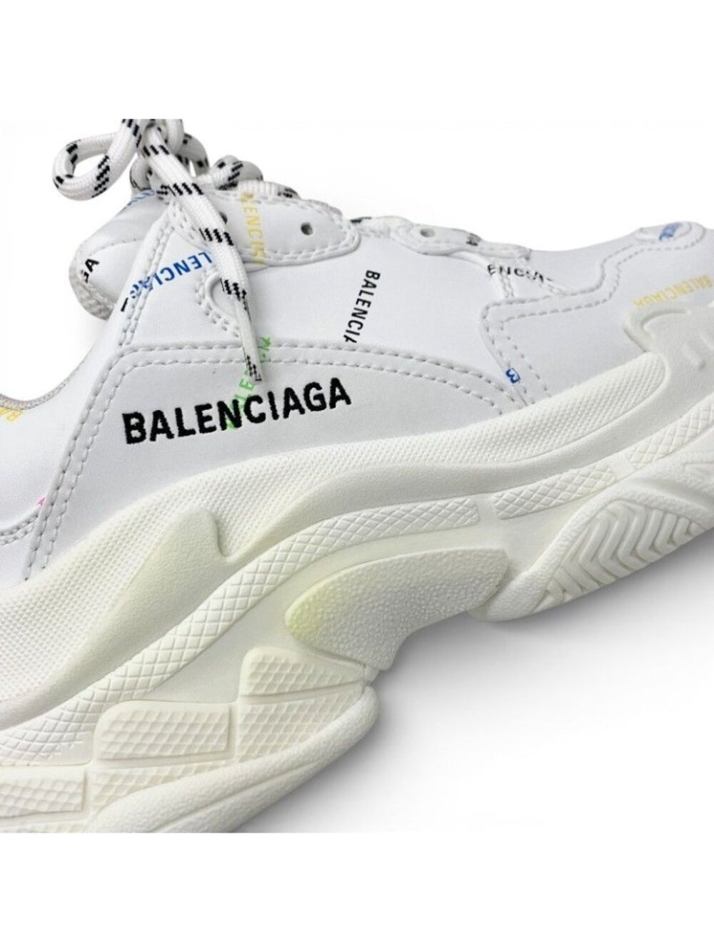 Balenciaga Triple S Sneakers Shoes Leather White Multicolor Logo - Picture 9 of 10